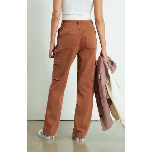 PacSun Cargo Skate Pants Women's 25 Brown High-Rise Relaxed Straight Utility NEW - Picture 3 of 14